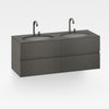 8567168.21 Furniture with Two Drawers 1550 X 590 X 570 mm in Nero with 327762.000 Two Under Counter Basins in white