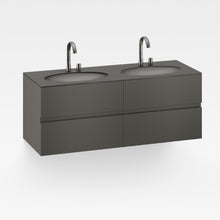 Load image into Gallery viewer, 8567168.21 Furniture with Two Drawers 1550 X 590 X 570 mm in Nero with 327762.000 Two Under Counter Basins in white
