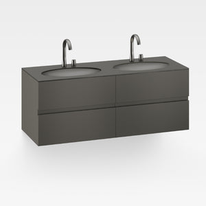 8567168.21 Furniture with Two Drawers 1550 X 590 X 570 mm in Nero with 327762.000 Two Under Counter Basins in white