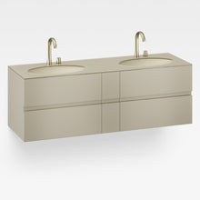 Load image into Gallery viewer, 8567168.20 Furniture with Two Drawers 1550 X 590 X 570 mm in Greige with 327762.000 Two Undercounter Basins in white
