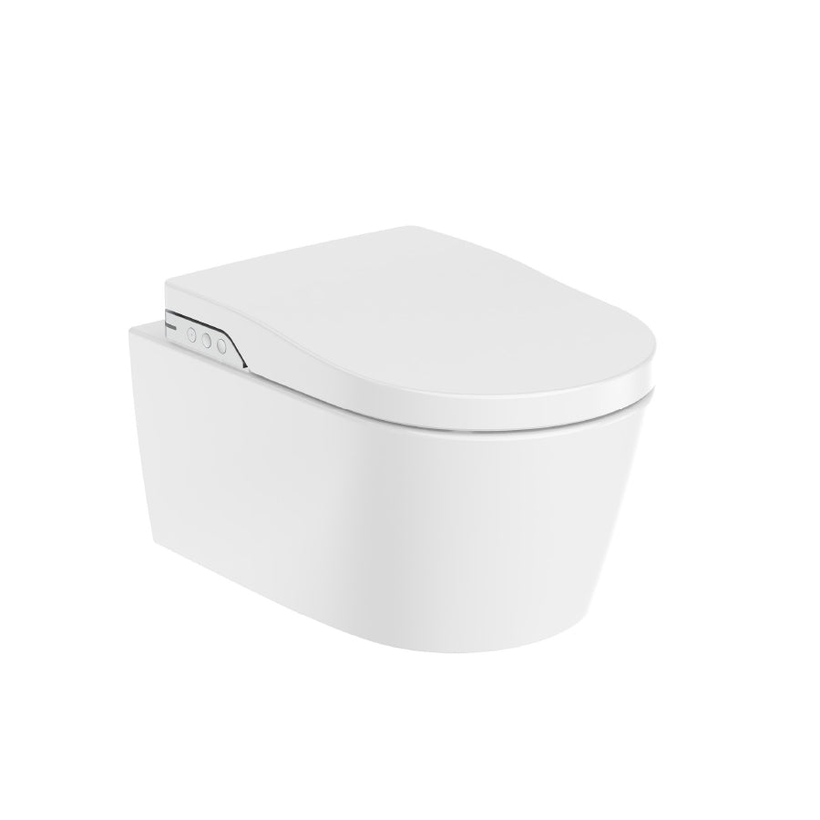 Inspira In-Wash 803060001 Vitreous China Rimless Wall Hung Smart Toilet 390 X 562 X 476 mm in White with Horizontal Outlet (Eu)