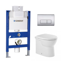 Load image into Gallery viewer, Easy floor mounted P-trap toilet with seat and cover, concealed cistern and Kappa 50 flush plate
