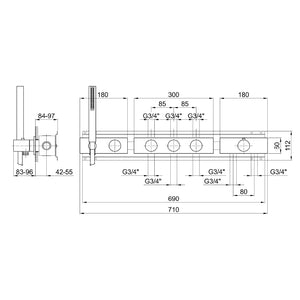 Milano 31027313b 3-wayThermostatic Wall Mounted Shower Mixer with 1900d213a concealed part