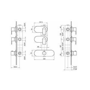 Mare 51022002b + 19003902a Two-Way Thermostatic Built-In Bath and Shower Mixer in Chrome