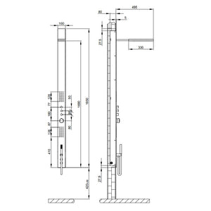 84026800+84026890 Acquatonica Multifunctional Shower Bar Built-In Version W/Fixed Shower Head, Double Shower Spray & Hand Shower Finish: Chrome