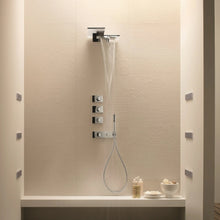 Load image into Gallery viewer, Fantini 86 02 8035B + 86 00 8035A Milano/Venezia double showerhead in chrome with rain &amp; cascada flow
