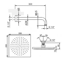 Load image into Gallery viewer, 86 02 8082 Shower Arm 300mm &amp; 86028008 Docce Squared Shower Head Finish: Chrome
