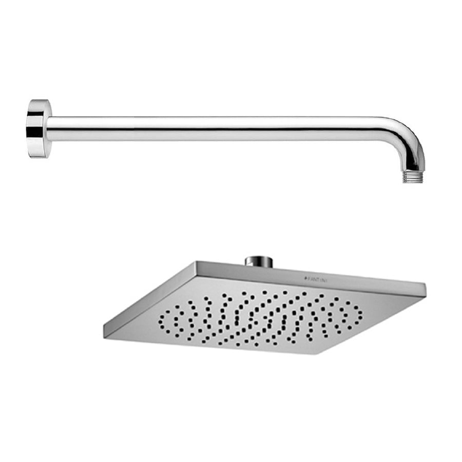 86 02 8085 Wall-Mounted Shower Arm 450mm & 86028008 Docce Squared Shower Head in Chrome