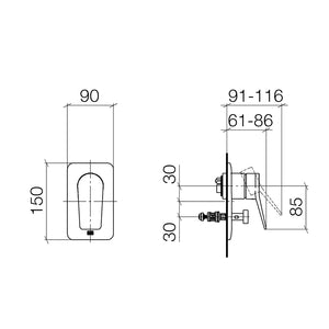 36120845-46 (XV-009614) wall-mounted single lever mixer in champagne matt with diverter, 3502097090 concealed part [indent]
