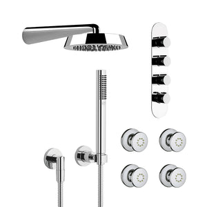 35046.031 + 35095.031 Three-Way Thermostatic Mixer, 45151.031 Wall-Mounted Showerhead, 12353.031 Side Shower Jet x 4, 27802892-00 Handshower Set? in Chrome