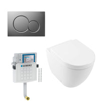 Load image into Gallery viewer, Sigma 224.320.00.1, concealed cistern with Sigma01 115.770.JQ.5 Flush Plate, Subway 2.0 5602.R0.01 floor-standing rimless toilet &amp; 535212 Seat &amp; cover
