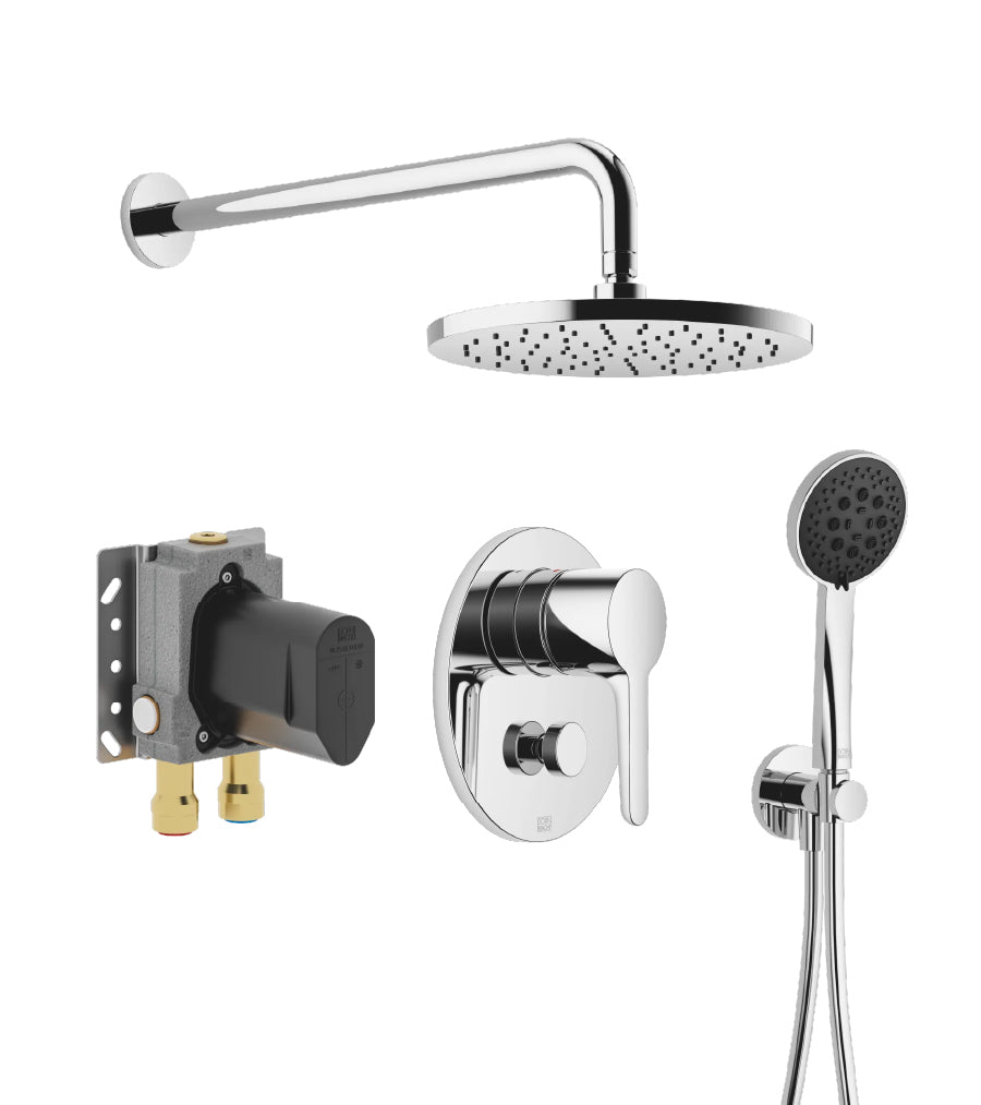 36120831-00 mixer with diverter with 3507097090  concealed part, 28649831-00 wall mounted rain shower & 27803831-00 Hand shower set in Chrome