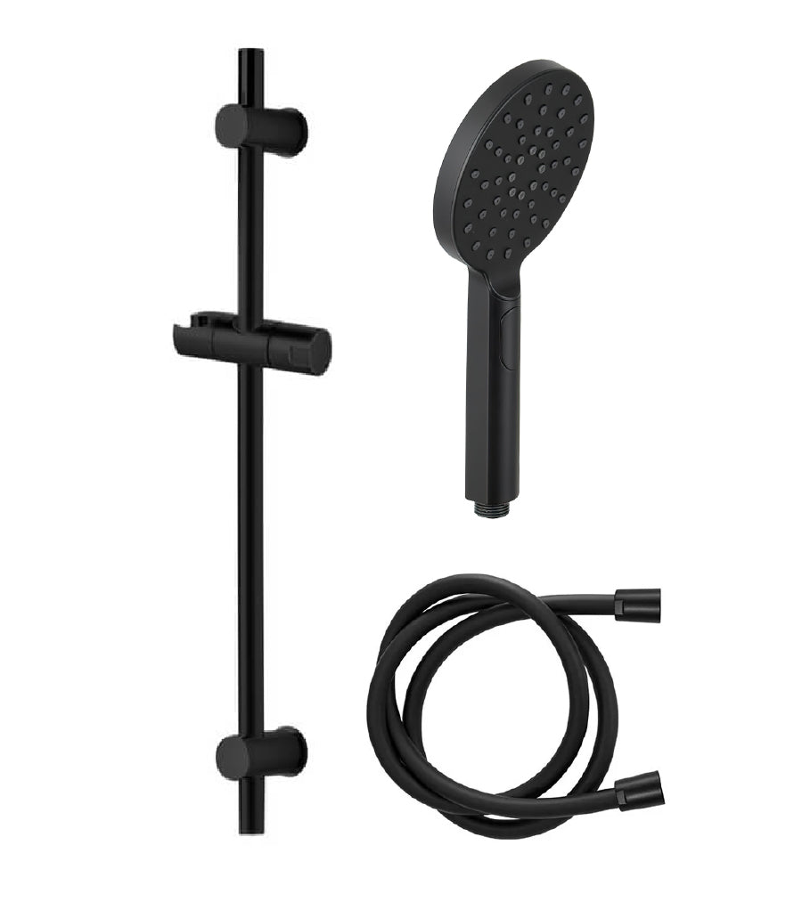 318MP-NO hand shower, 317IDNO sliding bar & 332CN2G150NO Flexible hose 150 cm in matt black