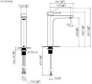 YAMOU 33537831-69 Single-lever basin mixer with raised base without pop-up waste in Soft Black
