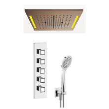 Load image into Gallery viewer, 57876.708+57827 Colour multifuction shower with light system, 46208.031+43107 4-Way Thermostatic Mixer &amp; 59123.031 shower set in Chrome
