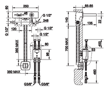 Load image into Gallery viewer, Wall mounted basin mixer with LED waterfall spout in chrome
