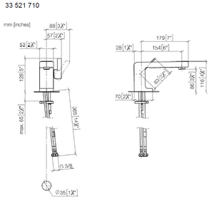 LULU 33521710-06 Deck-mounted Single-lever Basin Mixer in Platinum Matt