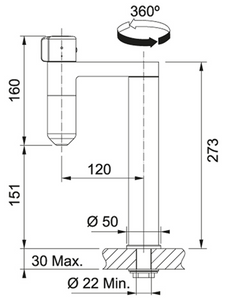 120.0551.220 Vitual Capsule 2 in 1 single dispense filter tap in matt black and silk steel PVD