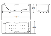Load image into Gallery viewer, A248243R5G custom made Built-In Bathtub 1800 X 800 mm in Nero with Soft Air Massage and Water Chromo Therapy
