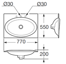 Load image into Gallery viewer, 327760.000 Counter-Top Washbasin 770 X 550 mm in White with Three Tap Holes

