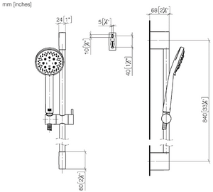 26413832-69 Shower set for Yamou and Yarre series in Soft Black