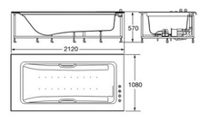 Load image into Gallery viewer, 248176 Bathtub 2120 X 1080 mm in Nero with Deck Mounted Thermostatic Bath Mixer, Handles on Side and Headrest
