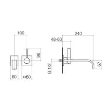 Load image into Gallery viewer, 36.816.782.00+ 35.806.970.90Wall-Mounted Single-Lever Basin Mixer in Chrome 240mm projection 
[concealed part included]
