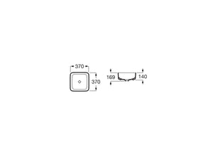A327532000 Inspira Square Over Counter Washbasin, Size : 370 X 370mm, Colour : White (WT)