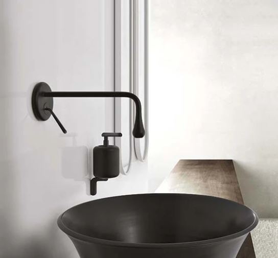 Goccia 38014.099 Wall-Mounted Liquid Soap Dispenser in Black Gres