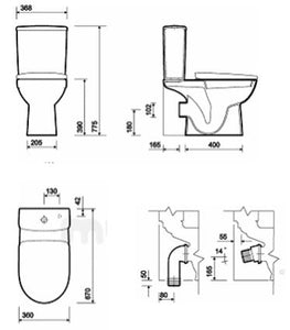 E100 toilet pan, cistern and seat & cover in white [普通板]