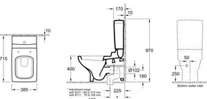 La Belle 564710.R1 Floor-Standing Close to the Wall Toilet Bowl Horizontal Outlet, 5747a1.R1 Tank with Fitting Water Inlet From the Bottom in White Activecare Ceramicplus & 9m32.S1.R1 Seat and Cover in white
