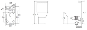 WBVC950162WW TREVISO BTW DUAL FLUSH RIMLESS TOILET