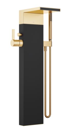 25.963.979.49 Freestanding Bath Mixer in Cyprum and Black with Cascade Spout, 3594897090 Concealed Part