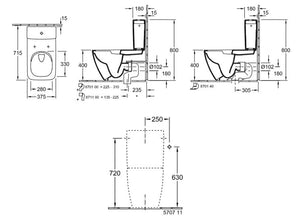 Venticello 4612.R0.R1 close-coupled toilet, 570711r1 Cistern with Flushing Mechanism, 9m80s101 Seat and Cover in White