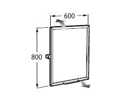 A812288000 (EU) Access swing mirror 600 x 800 mm with stainless steel frame