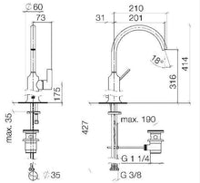 Load image into Gallery viewer, Vaia 33.533.809.99 single-lever basin mixer (dark platinum matt) with raised base
