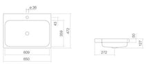 Load image into Gallery viewer, AB.SR650H 3231600000 rectangular sit-on basin 650 x 472mm in white with tap hole and overflow
