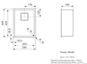 Texas L 30 X 40 (R10) (R28018) Integrated Stainless Steel Sink Unit Dimensions : 303x403mm  Finish : Matt Inox