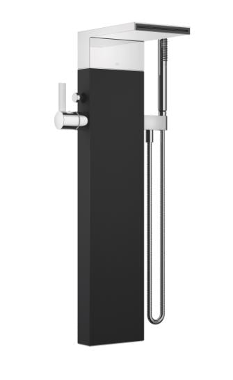 25963979-00 Floor-mounted Twin Handle Bath Mixer w/Handshower Set in Polished Chrome