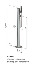 Load image into Gallery viewer, Col 90.1 Mix Outdoor Column &nbsp; W/Single Lever Mixer, &nbsp; W/1500mm Flexible Hose and Hand Shower &nbsp;Finish : Stainless Steel
