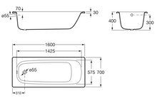 Load image into Gallery viewer, B60H3I008 Contesa HG drop-in bathtub 1600x700mm in white with anti-slip and anti-noise
