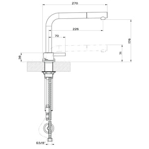 50109.031 sink mixer with remote control, retractible spout and pull out single jet