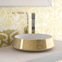 Load image into Gallery viewer, Exte Lux Aluextelwg Counter Top Basin Diameter 420mm Made Of Alumix in White and Gold Leaf
