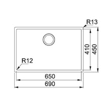 Load image into Gallery viewer, BXX 210-6507E (127.0677.196) / (127.0554.253) Box stainless steel fabricated single sink bowl size: 690x450x200mm with repacked deeper waste
