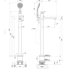 Load image into Gallery viewer, 49128.030 + 38389 floor standing bath mixer with hand shower, copper
