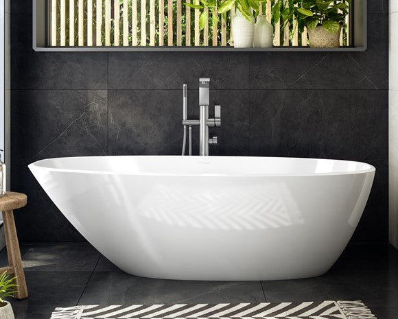 Mozzano 2 MO2-N-SW-NO free standing bathtub 1685x759x550mm in QUARRYCAST™ White (Gloss)
