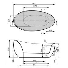 Aveo New Generation Ubq194ave9w1v.96 Free Standing Bathtub Made Of Quaryl 1900 X 950mm in Star White