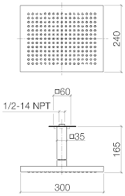 28.755.980.47 Ceiling Mounted Rain Shower 300 X 240 mm in Champagne