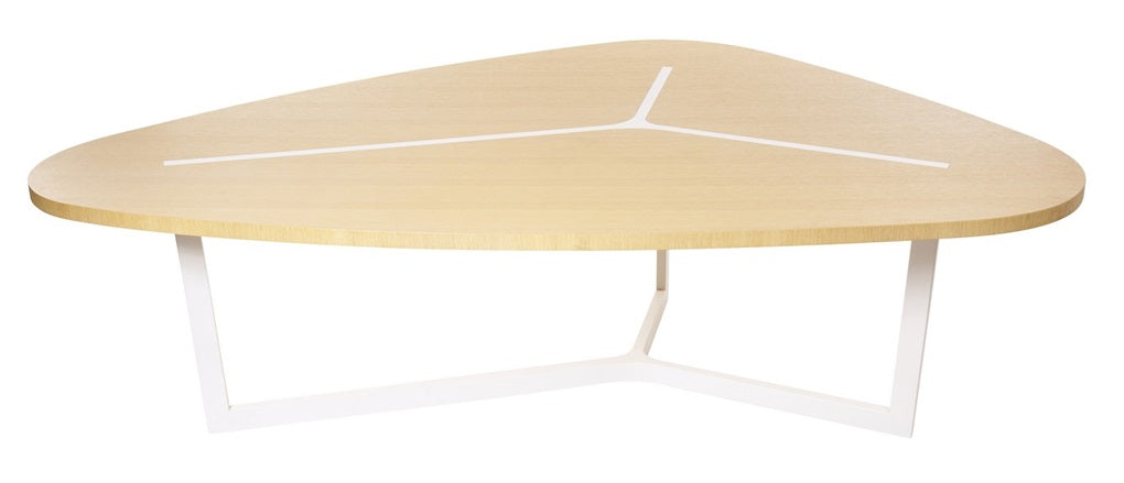 Seven TS234 Table, 2340w x 1570d x 740h mm, Top Brushed Light Oak 0374C, Frame Satin Chalk White 9118E