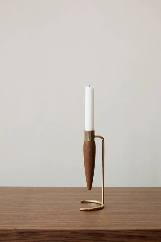 Umanoff 4653879, Umanoff Candle Holder 97 x 65 x 201 mm, in Brass / Walnut